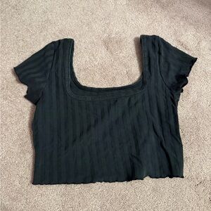 Aeire Offline Black Ribbed Women's Crop Top